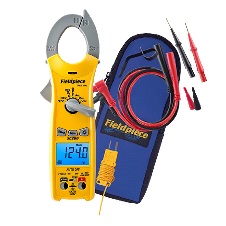 SC260 Fieldpiece Compact Clamp Meter TRMS Mag and Accessories